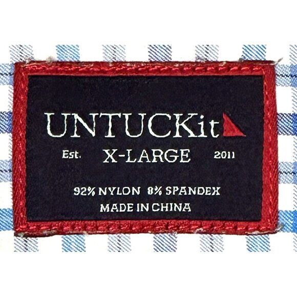 UNTUCKit Mens Button Up Shirt Lehman Long Sleeve Blue Plaid Check Size X-Large - Picture 7 of 12